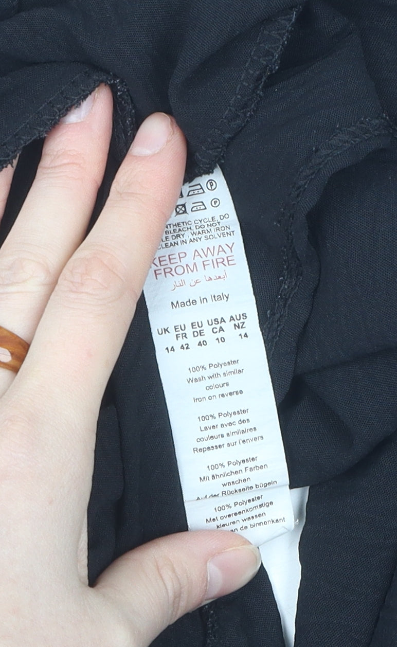 Boohoo Women's Black Button-Up Shirt Size 14