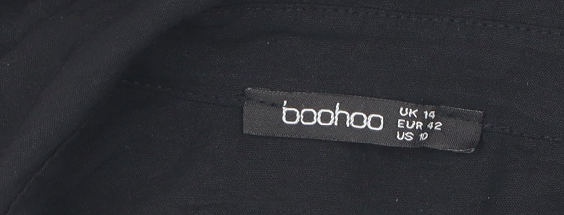 Boohoo Women's Black Button-Up Shirt Size 14