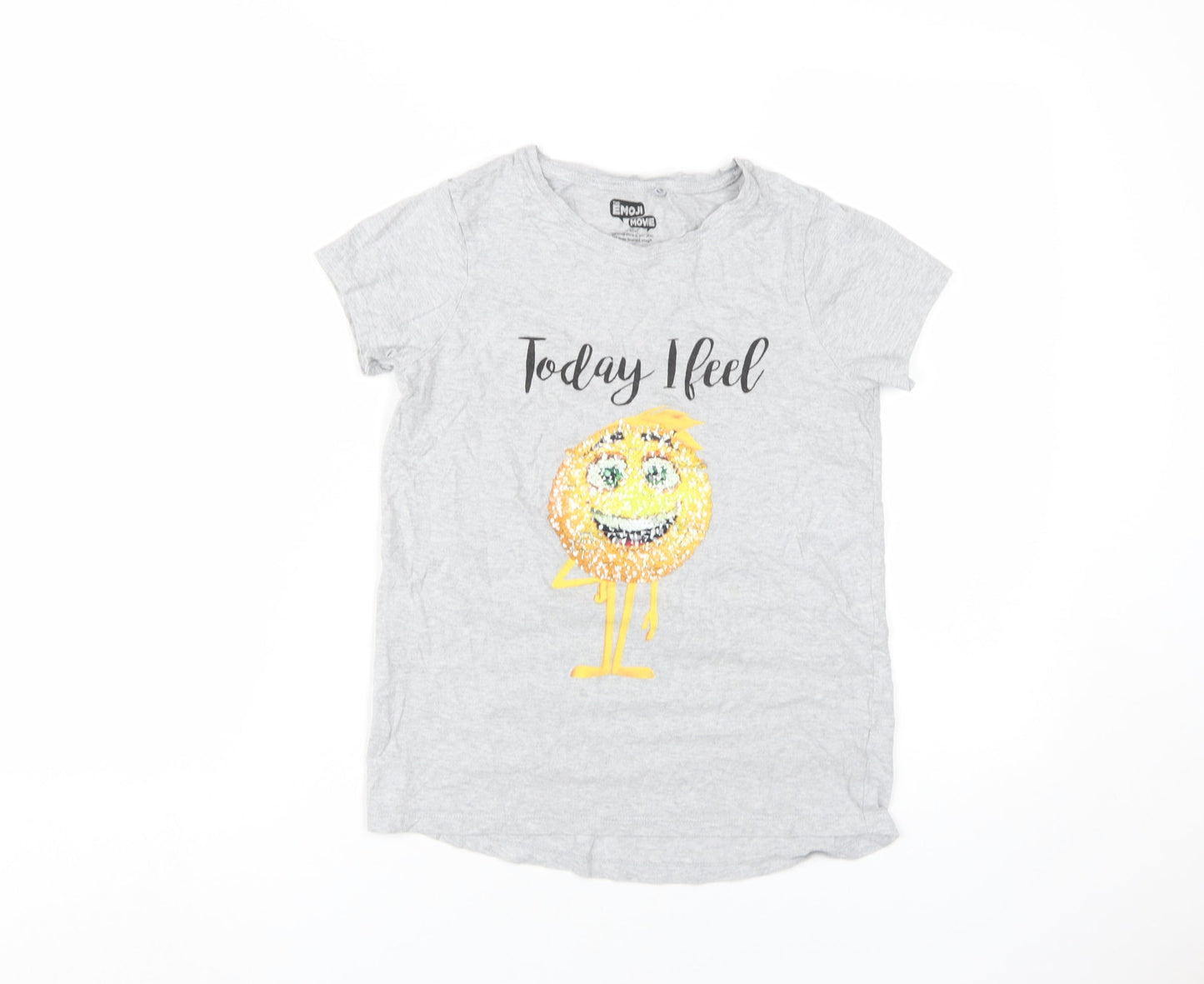 Next Girls Grey Emoji Sequin T-Shirt 12 Years