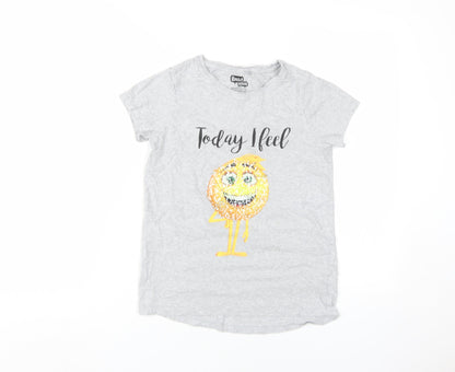 Next Girls Grey Emoji Sequin T-Shirt 12 Years