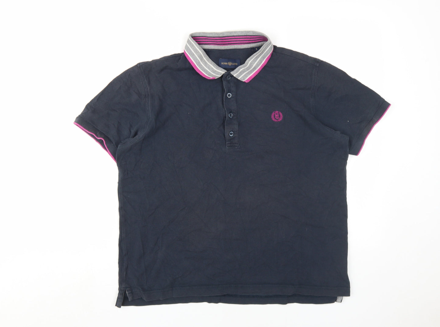 Henri Lloyd Unisex Black Polo Shirt XL Button-Up