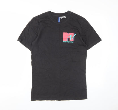 Unisex Adults UK Size XS H&M Black Basic T-Shirt