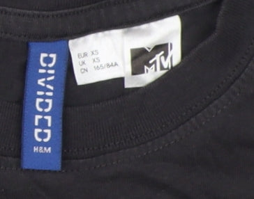 Unisex Adults UK Size XS H&M Black Basic T-Shirt