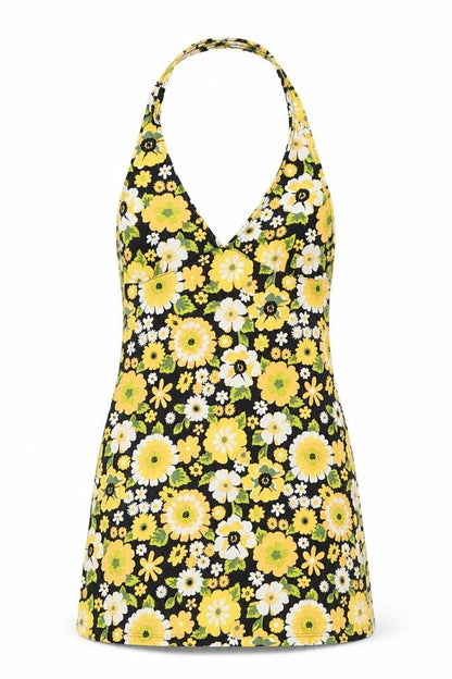 Motel Women's Floral Cotton Halter Dress XS