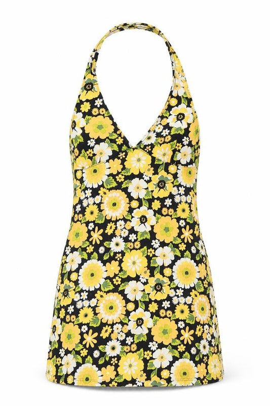 Motel Women's Floral Cotton Halter Dress XS