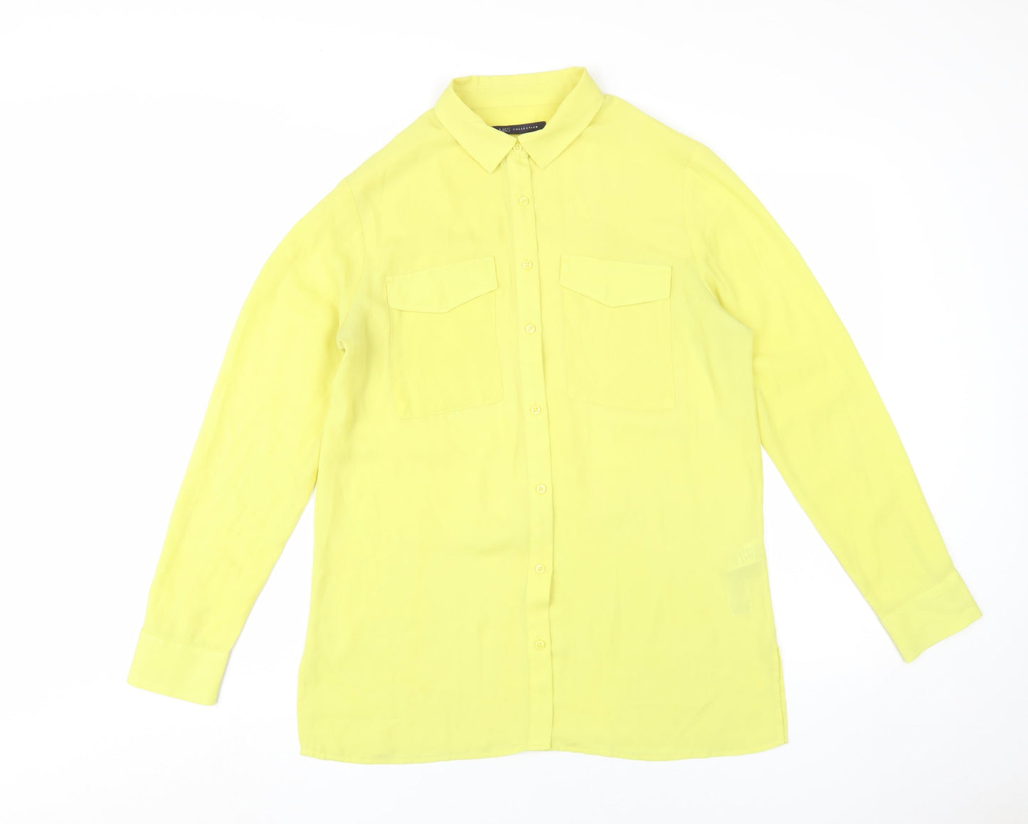 Womens UK Size 10 Marks and Spencer Yellow Basic Button-Up