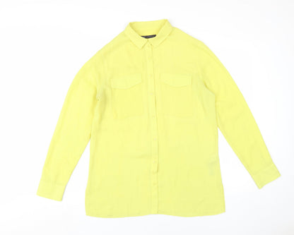 Womens UK Size 10 Marks and Spencer Yellow Basic Button-Up