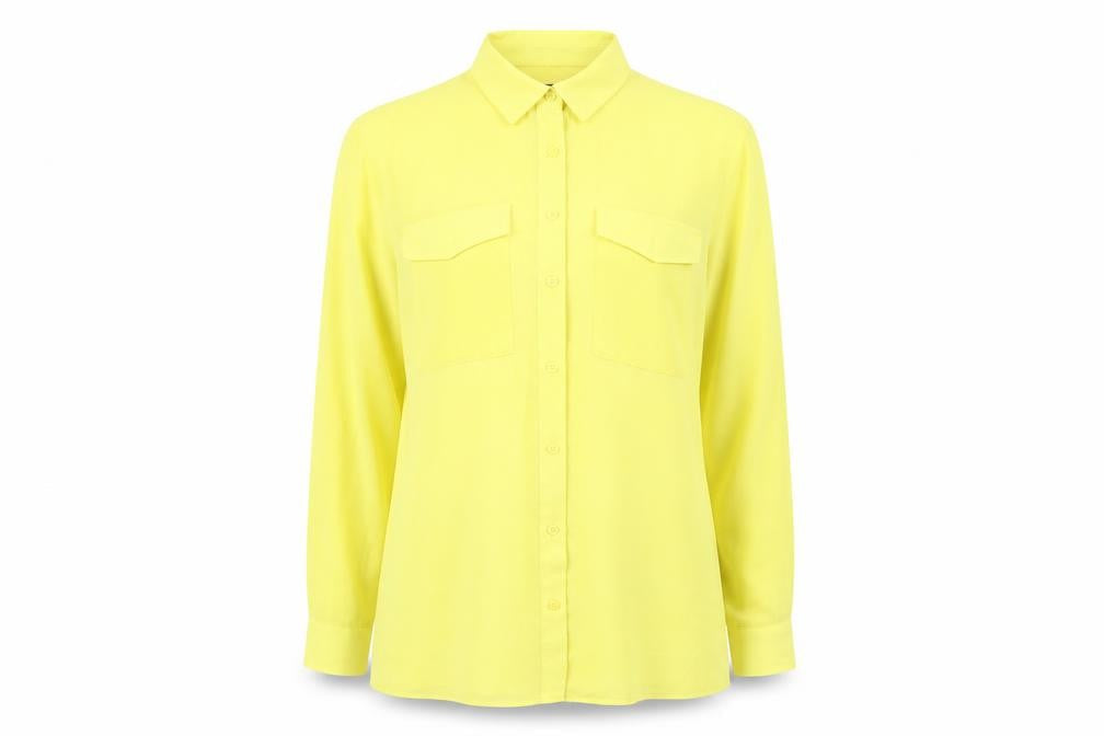 Womens UK Size 10 Marks and Spencer Yellow Basic Button-Up