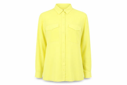 Womens UK Size 10 Marks and Spencer Yellow Basic Button-Up