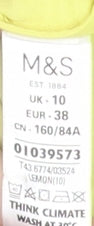 Womens UK Size 10 Marks and Spencer Yellow Basic Button-Up