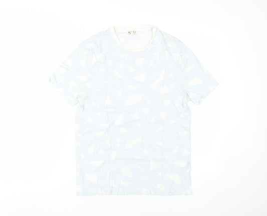 Reiss Men's White Geometric Short Sleeve T-Shirt S