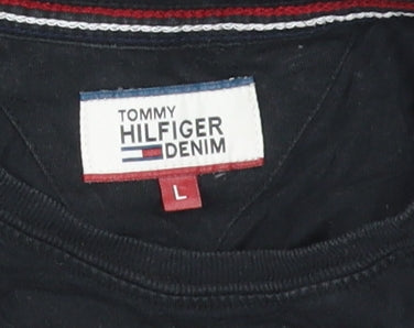 Tommy Hilfiger Mens Black L Cotton Crew Neck T-Shirt