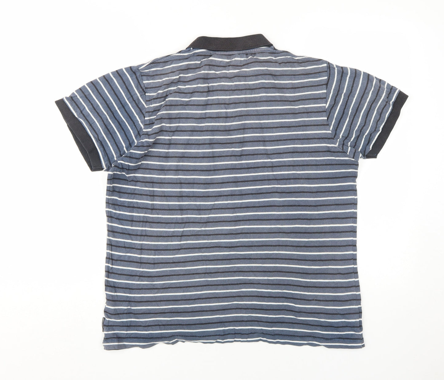 French Connection Men's Blue Striped Polo Shirt L