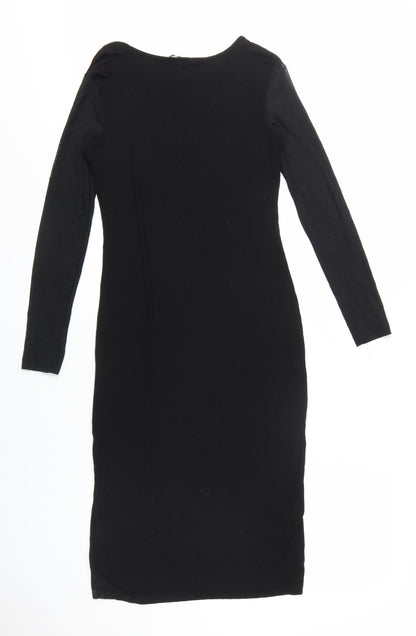 H&M Women's Black Midi Bodycon Dress S
