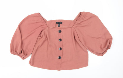 New Look Women Pink Cropped Blouse Sz 8