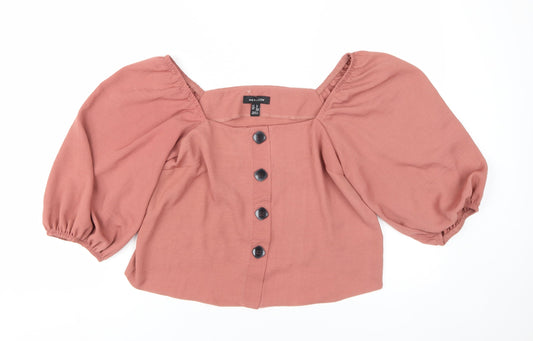 New Look Women Pink Cropped Blouse Sz 8