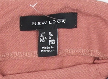 New Look Women Pink Cropped Blouse Sz 8