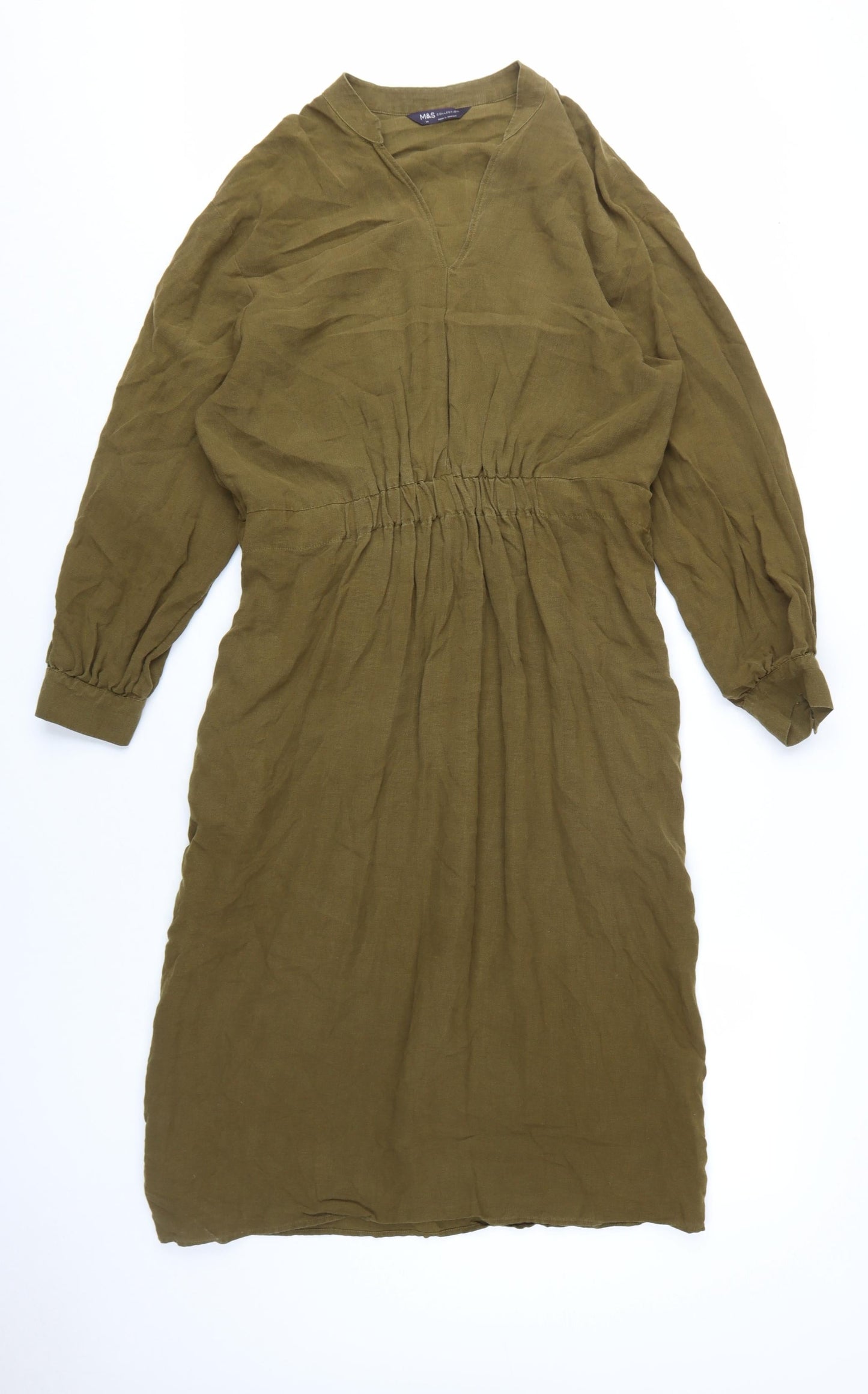 Marks and Spencer Women's Green Long Sleeve Dress 14