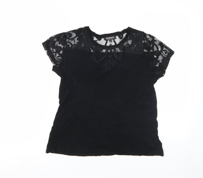 Womens UK Size M Morgan Black Basic T-Shirt