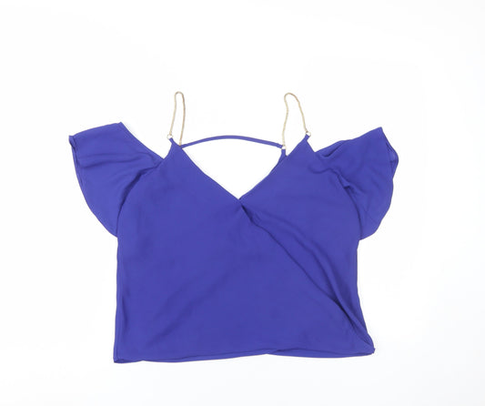 Womens UK Size 6 New Look Purple Cropped Blouse