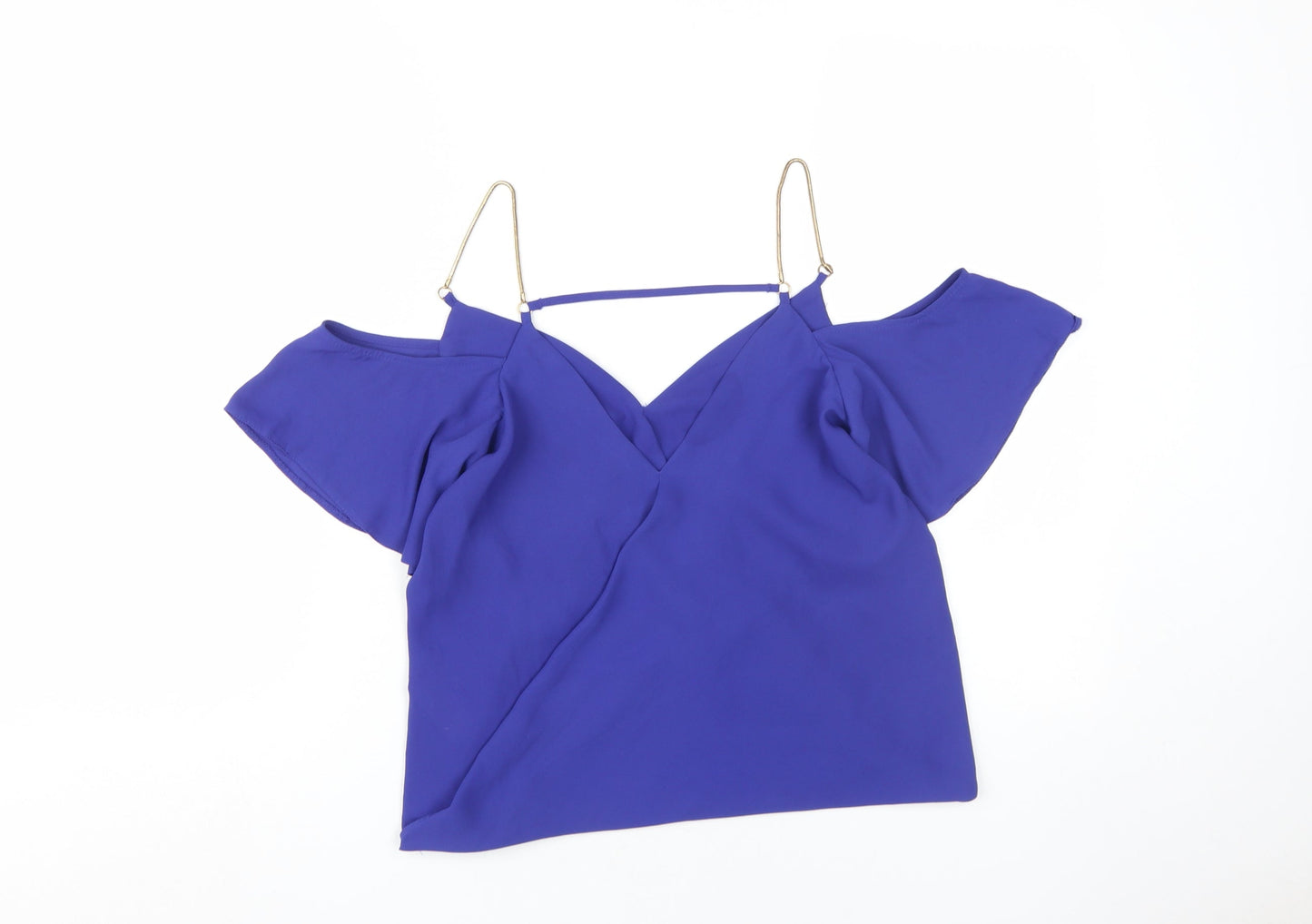 Womens UK Size 6 New Look Purple Cropped Blouse