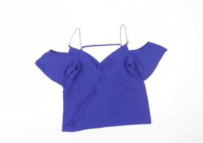 Womens UK Size 6 New Look Purple Cropped Blouse