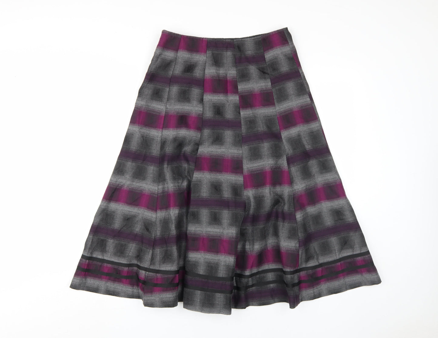 Marks and Spencer Women Purple Checked Midi Skirt