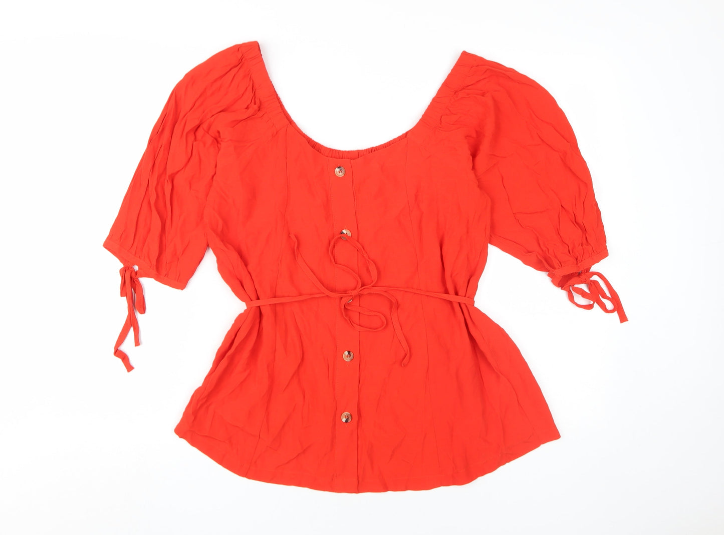 Next Women's Red Peasant Blouse Size 14