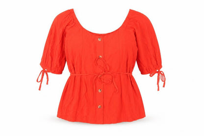 Next Women's Red Peasant Blouse Size 14