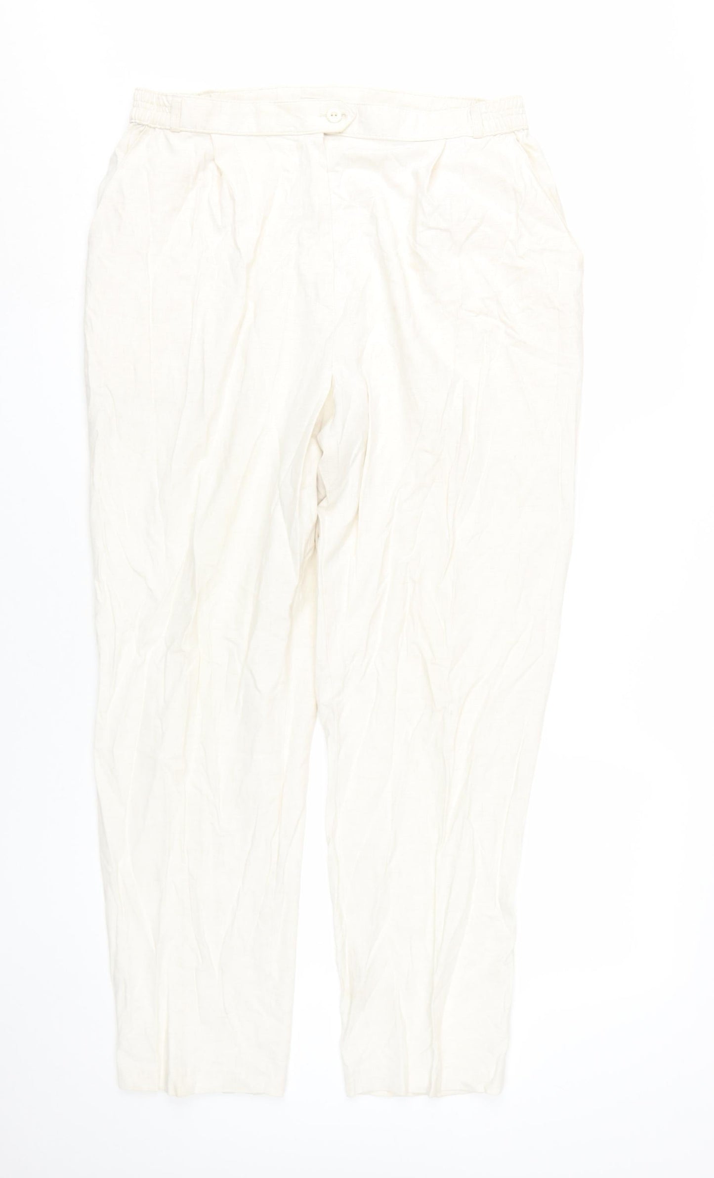 Womens UK Size 18 Marks and Spencer Relaxed Fit Dress Pants Ivory Trousers