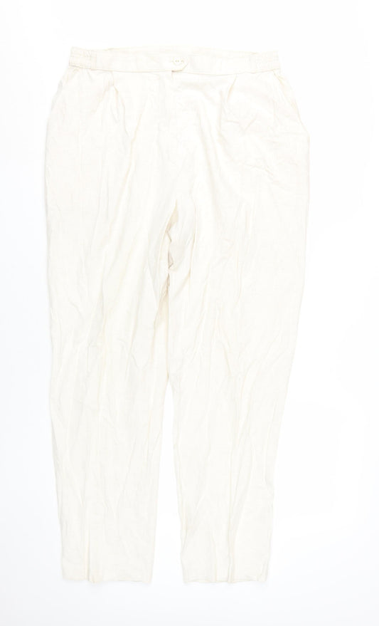 Womens UK Size 18 Marks and Spencer Relaxed Fit Dress Pants Ivory Trousers