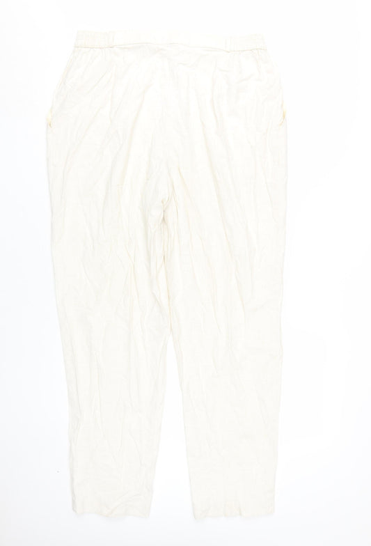 Womens UK Size 18 Marks and Spencer Relaxed Fit Dress Pants Ivory Trousers