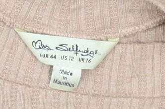 Miss Selfridge Beige Dress, UK 16, Half Sleeve Casual Wear