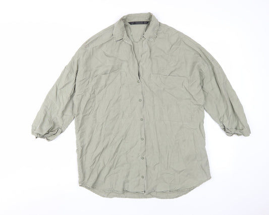 Womens UK Size XS Zara Green  Button-Up