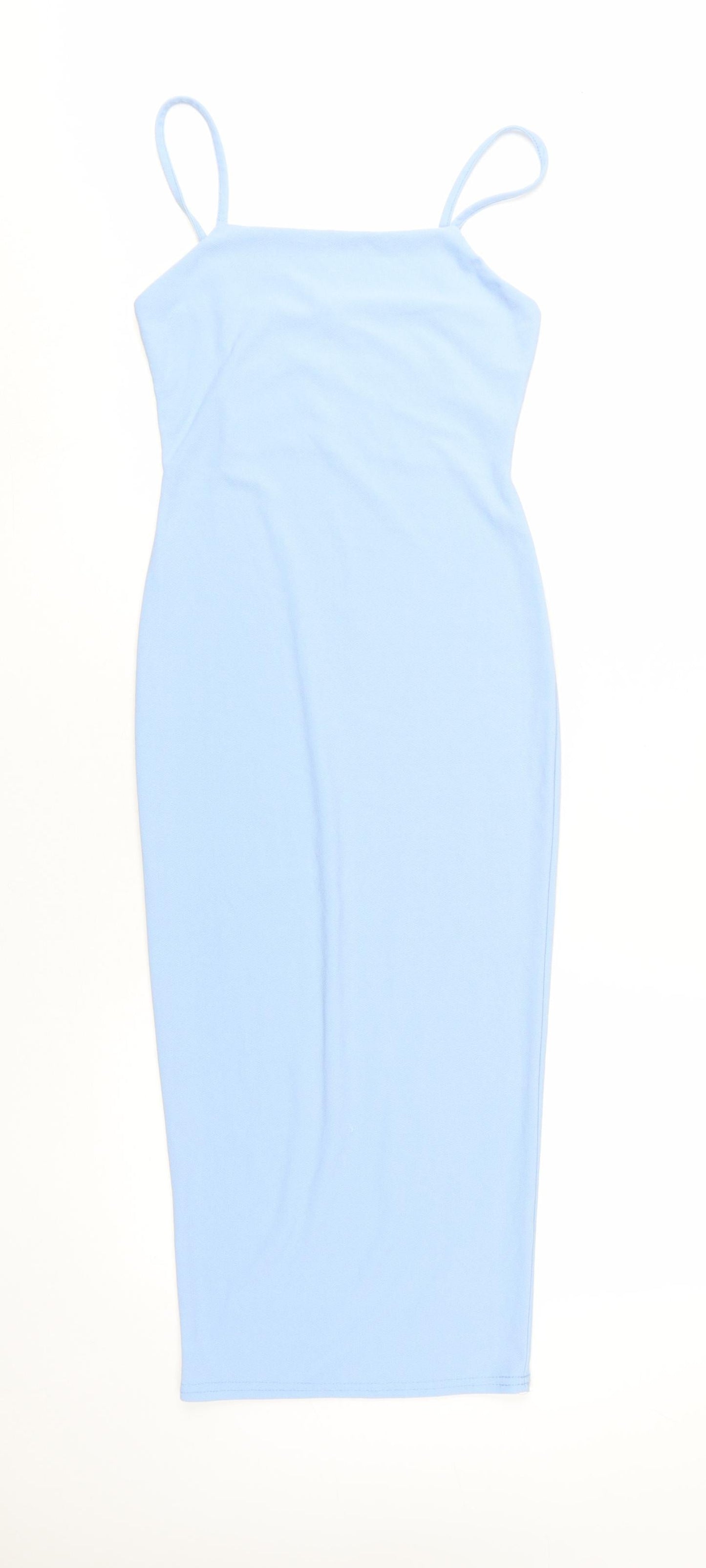 PrettyLittleThing Women's Blue Slip Dress Size 8