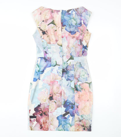 H&M Women's Multicoloured Floral Sheath Dress, Size 8