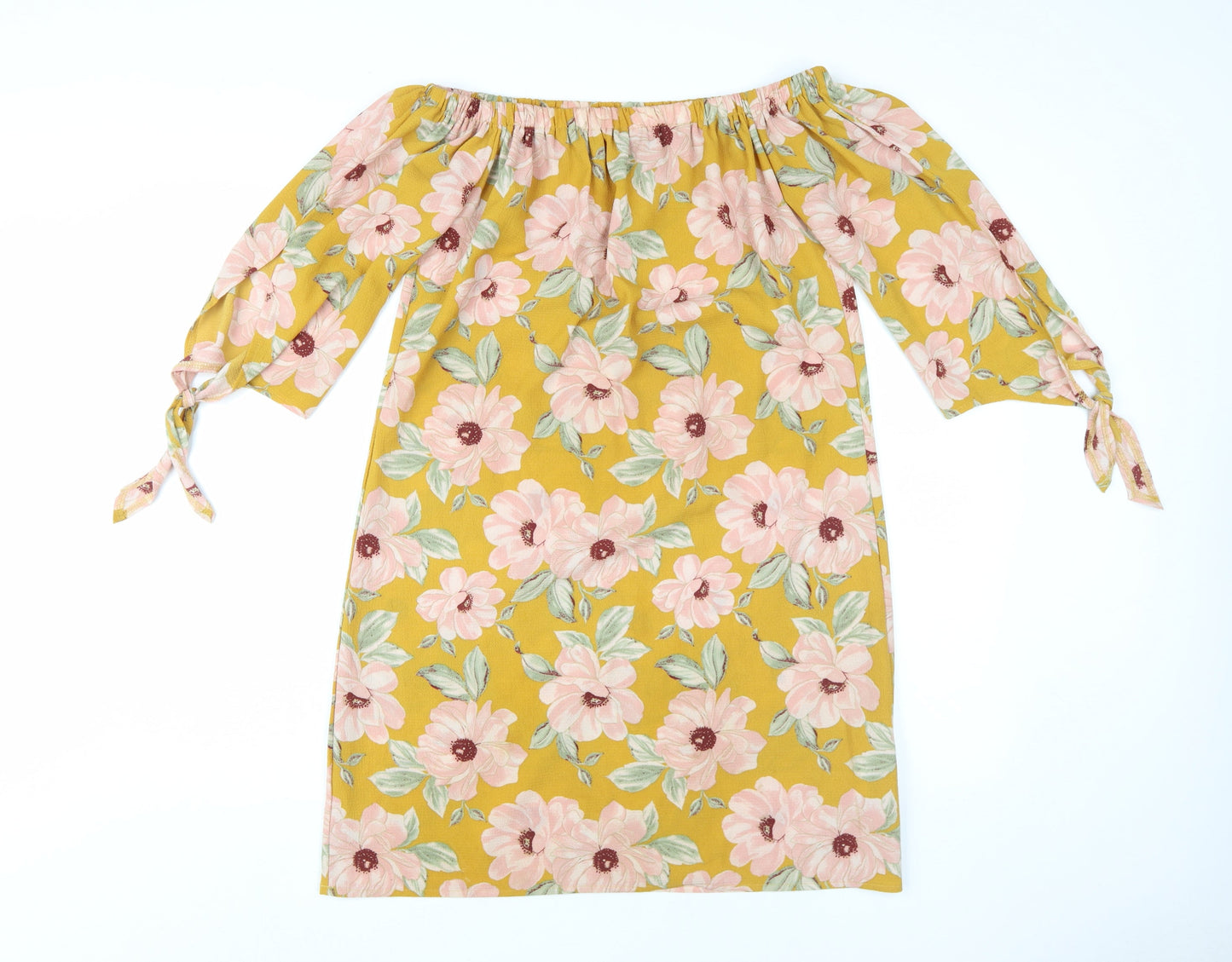 New Look Women's Yellow Floral Off-Shoulder Shift Dress