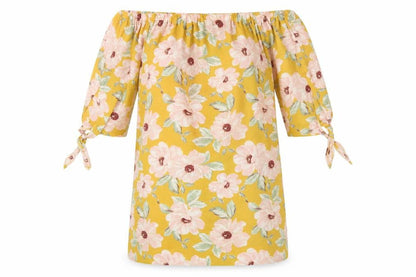 New Look Women's Yellow Floral Off-Shoulder Shift Dress