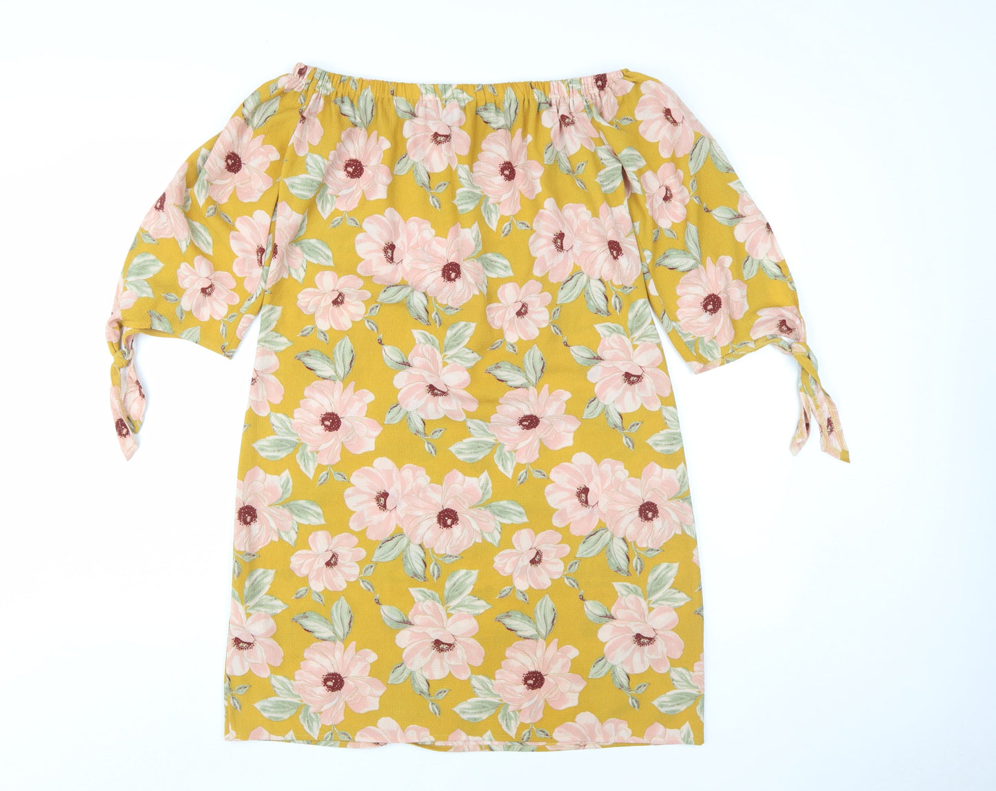New Look Women's Yellow Floral Off-Shoulder Shift Dress