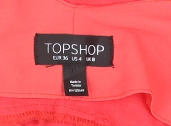 Womens UK Size 8 Topshop Red Cropped Blouse
