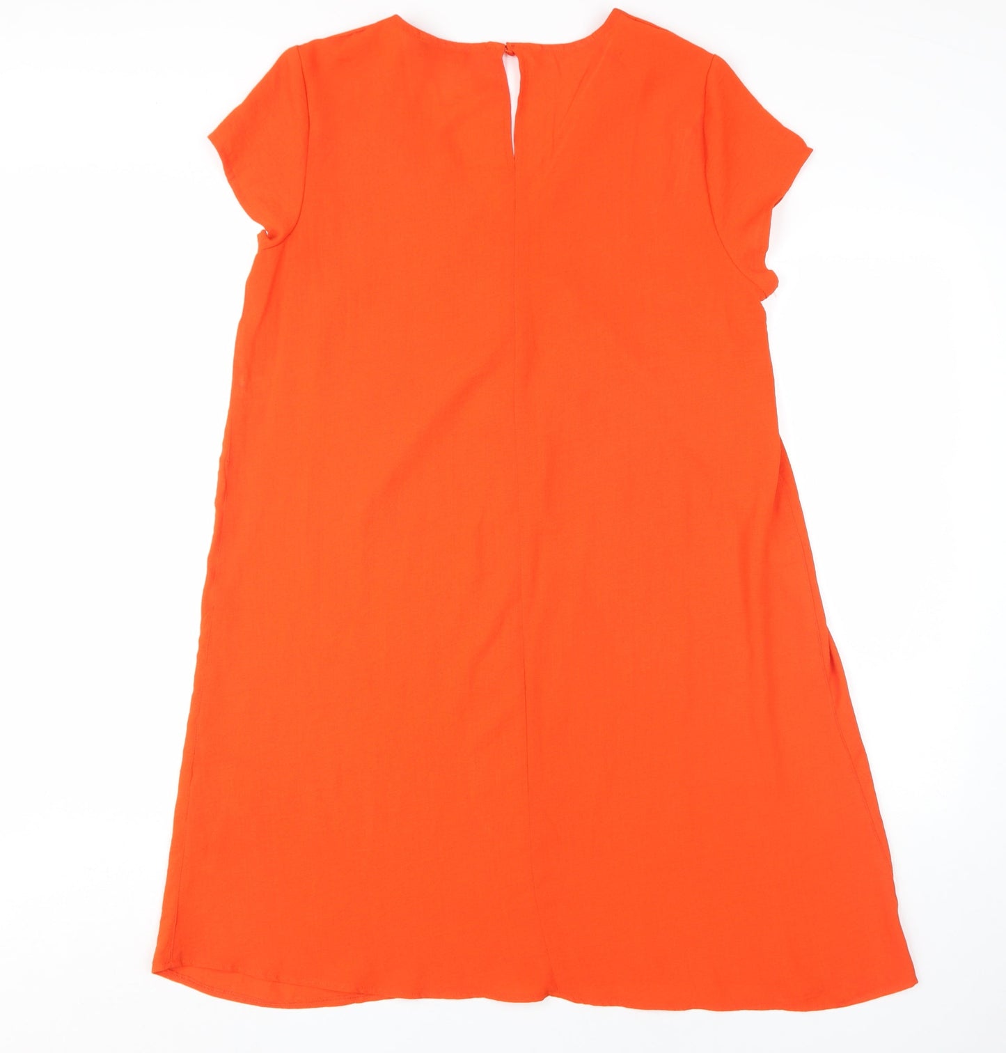 Yessica Women's Orange Shift Dress, Size 12, V-Neck, Button