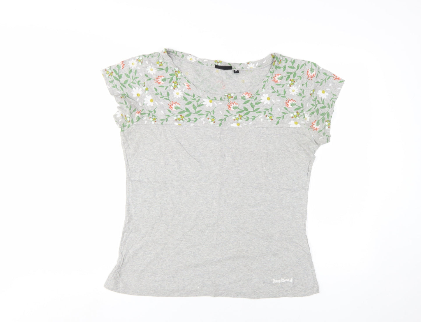 Peter Storm Women's Grey Floral Tee, Size 14