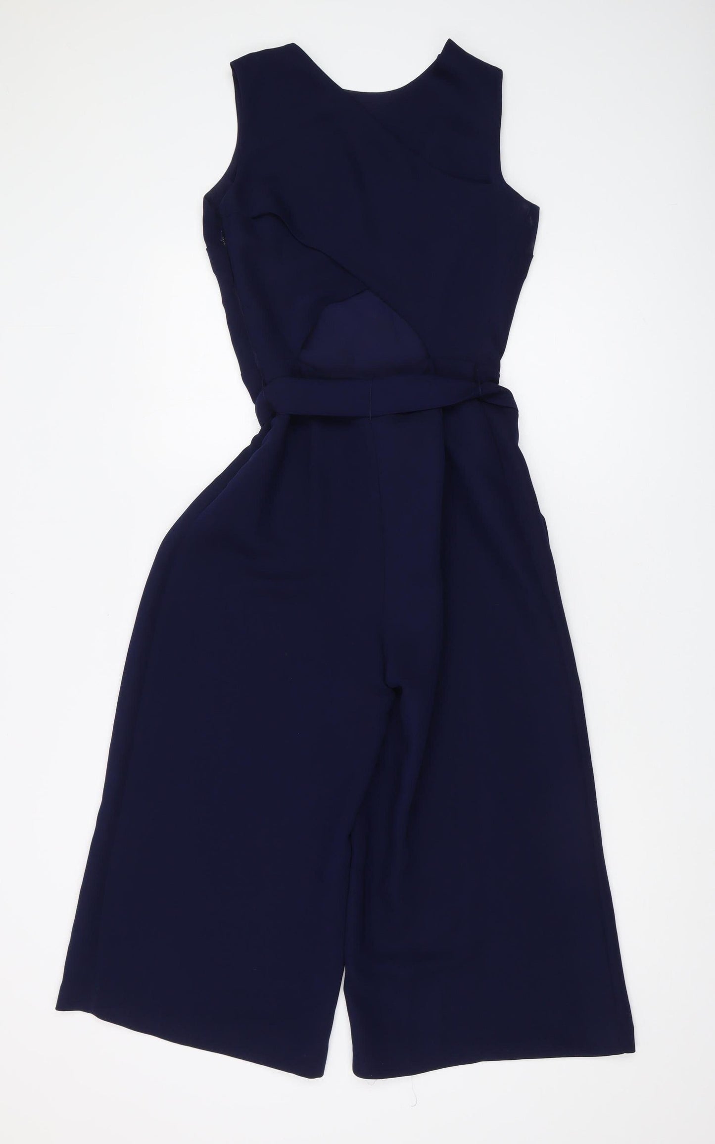 Warehouse Blue Womens Sleeveless Belted Jumpsuit Size 8