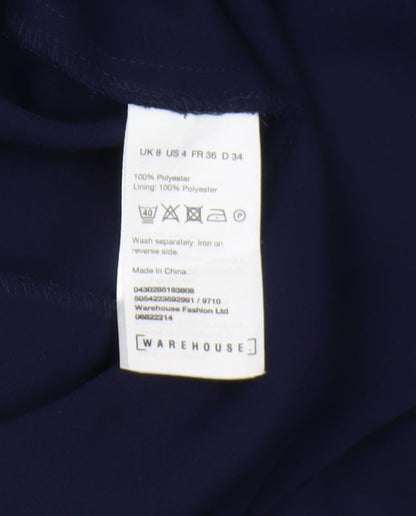 Warehouse Blue Womens Sleeveless Belted Jumpsuit Size 8