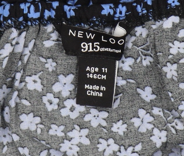 New Look Girls Black Blue Floral Jumpsuit, Age 11