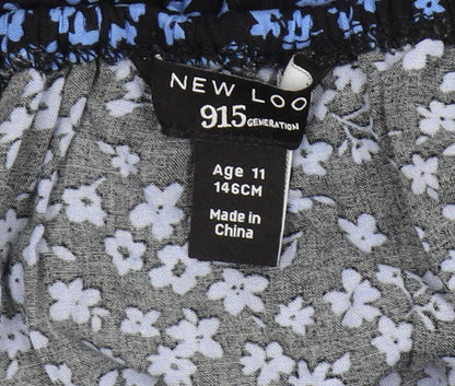 New Look Girls Black Blue Floral Jumpsuit, Age 11
