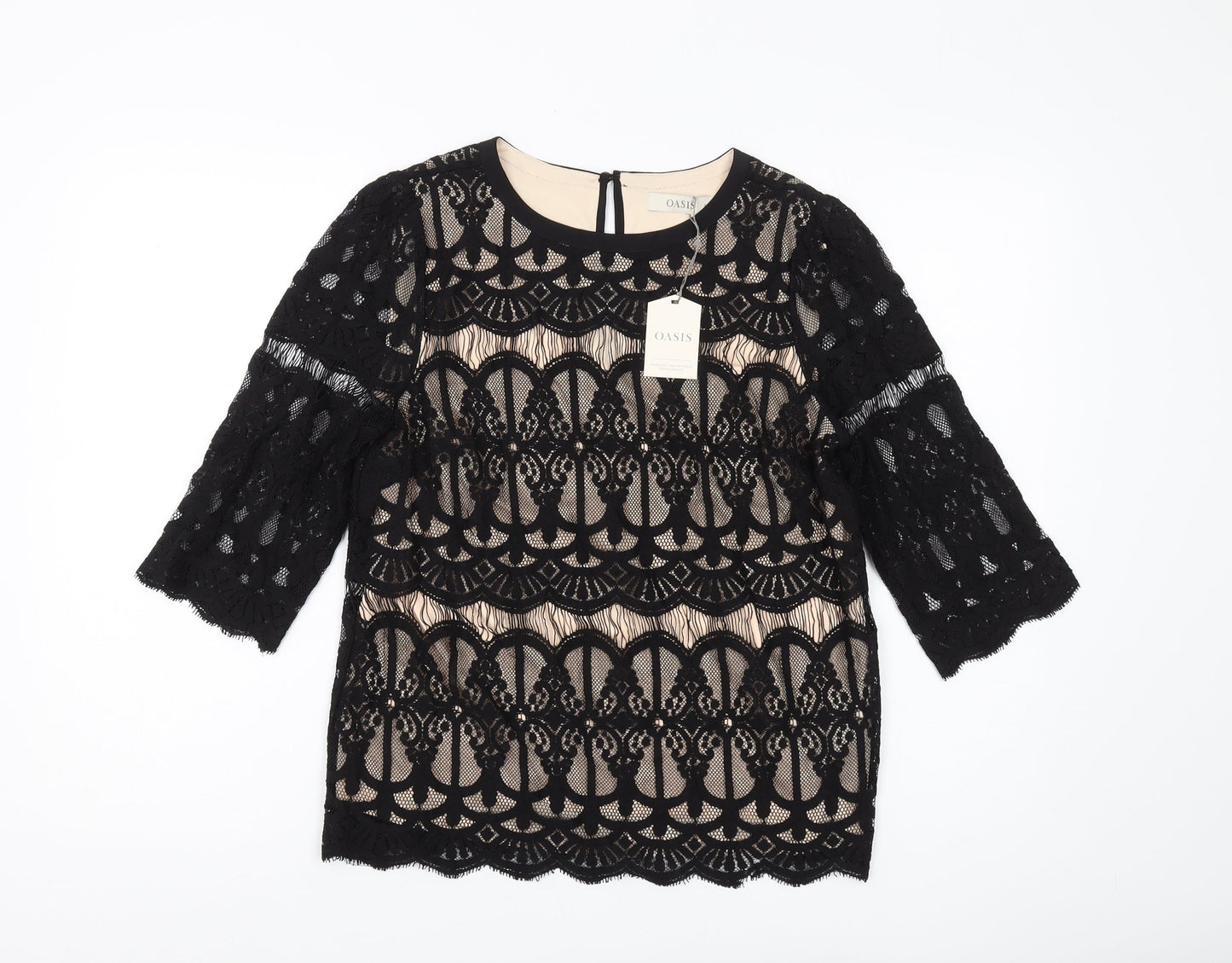 Womens UK Size 8 Oasis Black Tunic Blouse