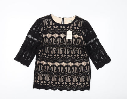 Womens UK Size 8 Oasis Black Tunic Blouse