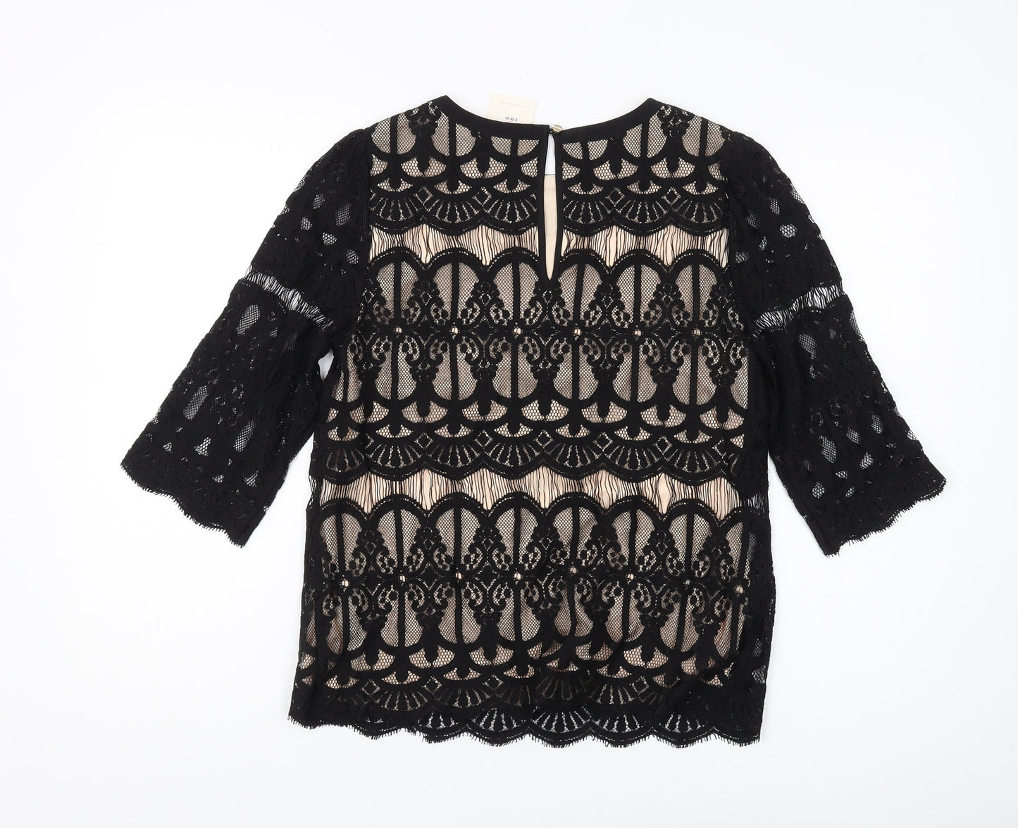 Womens UK Size 8 Oasis Black Tunic Blouse