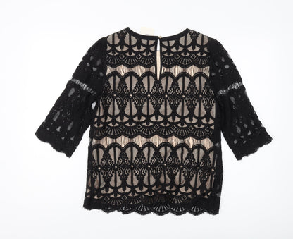 Womens UK Size 8 Oasis Black Tunic Blouse